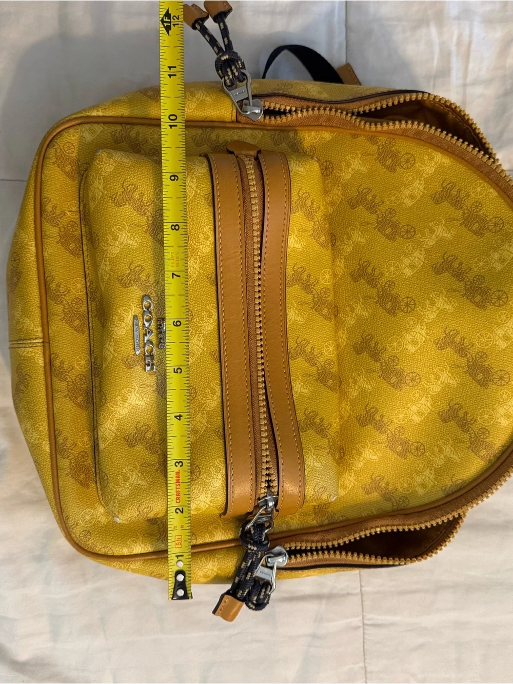 Coach Yellow Signature Compact Backpack with Tan Trim